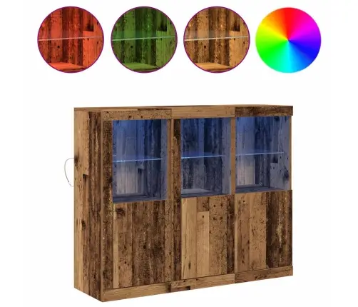 Led Kummuti 3 Pcs Vana Puit 123 X 37 X 100 Cm Tehispuit