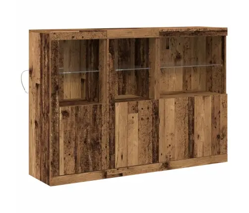 Sideboard Ar Led Gaismām Vecs Koks 142.5X37X100 Cm Vidaxl