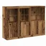 Sideboard Ar Led Gaismām Vecs Koks 142.5X37X100 Cm Vidaxl