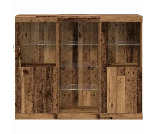 Bufete Ar Led Gaismām Vecā Koka 123X37X100 Cm Inženierijas Koks Vidaxl