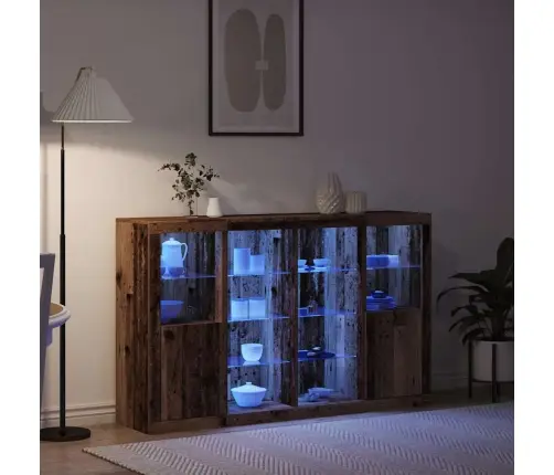 Bufete Ar Led Gaismām Vecs Koks 163X37X100 Cm Vidaxl