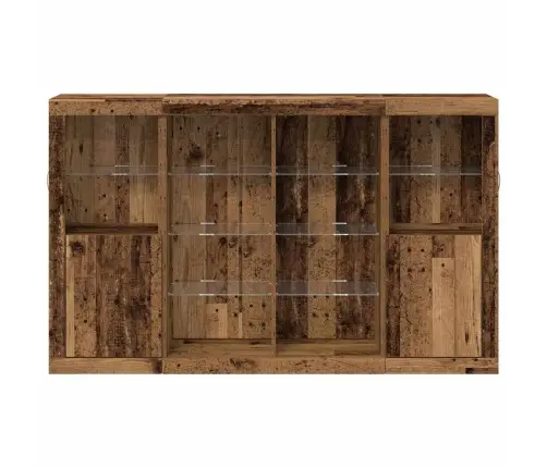 Bufete Ar Led Gaismām Vecs Koks 163X37X100 Cm Vidaxl