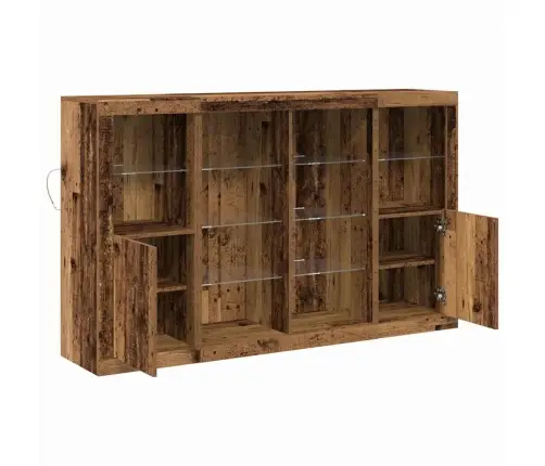 Bufete Ar Led Gaismām Vecs Koks 163X37X100 Cm Vidaxl