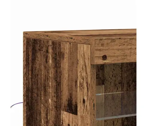 Sideboard Ar Led Gaismām Vecs Koks 162X37X100 Cm Rūpnieciski Apstrādāts Koks Vidaxl