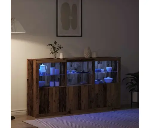 Bufete Ar Led Gaismām Vecs Koks 181.5 X 37 X 100 Cm Inženieru Koks Vidaxl
