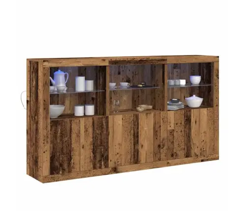 Bufete Ar Led Gaismām Vecs Koks 181.5 X 37 X 100 Cm Inženieru Koks Vidaxl