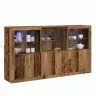 Bufete Ar Led Gaismām Vecs Koks 181.5 X 37 X 100 Cm Inženieru Koks Vidaxl