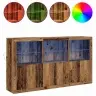 Bufete Ar Led Gaismām Vecs Koks 181.5 X 37 X 100 Cm Inženieru Koks Vidaxl