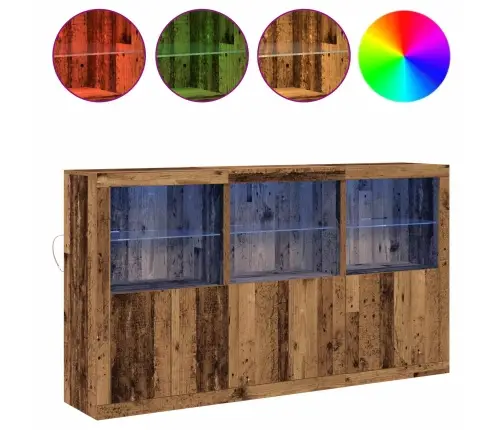 Bufete Ar Led Gaismām Vecs Koks 181.5 X 37 X 100 Cm Inženieru Koks Vidaxl