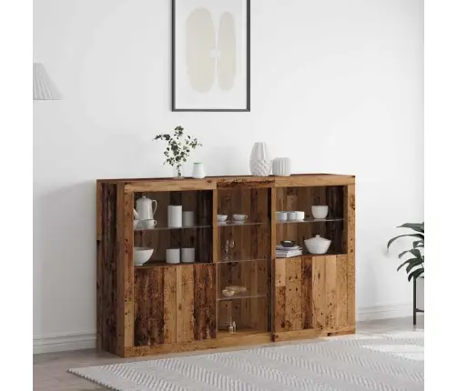 Pusdienu Galds Ar Led Gaismām Vecais Koks 162X37X100 Cm Inženierijas Koks Vidaxl