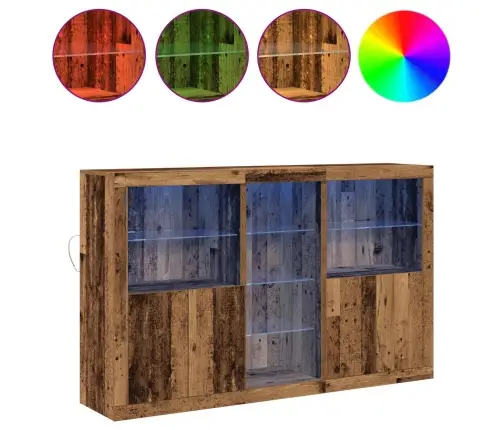 Pusdienu Galds Ar Led Gaismām Vecais Koks 162X37X100 Cm Inženierijas Koks Vidaxl