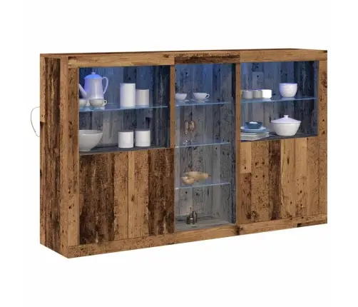 Pusdienu Galds Ar Led Gaismām Vecais Koks 162X37X100 Cm Inženierijas Koks Vidaxl