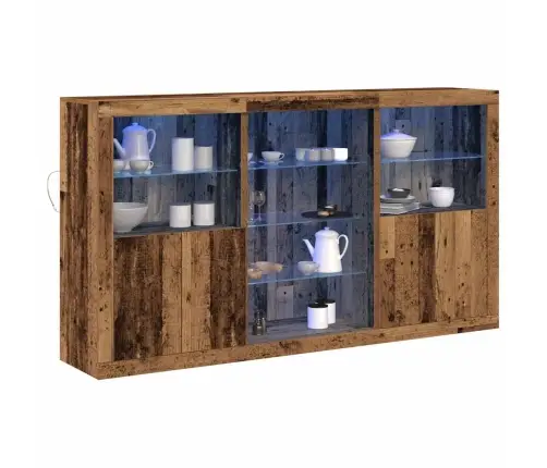 Sānplaukts Ar Led Gaismām Vecs Koks 181.5X37X100 Cm Inženierijas Koks Vidaxl