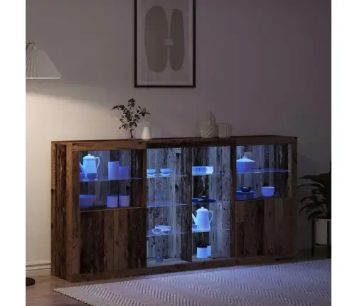 Sekretārs Ar Led Gaismām Vecs Koks 202X37X100 Cm Inženieru Koks Vidaxl