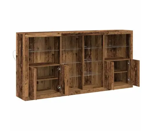 Sekretārs Ar Led Gaismām Vecs Koks 202X37X100 Cm Inženieru Koks Vidaxl