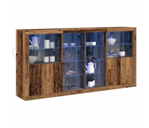 Sekretārs Ar Led Gaismām Vecs Koks 202X37X100 Cm Inženieru Koks Vidaxl