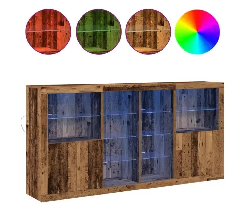 Sekretārs Ar Led Gaismām Vecs Koks 202X37X100 Cm Inženieru Koks Vidaxl