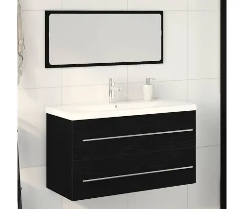 Vonios Kriauklės Spinta Su Stalčių 3 Pcs Juodas Ąžuolas