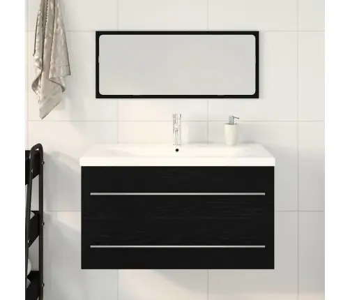 Vonios Kriauklės Spinta Su Stalčių 3 Pcs Juodas Ąžuolas