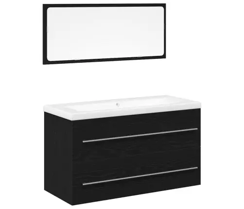 Vonios Kriauklės Spinta Su Stalčių 3 Pcs Juodas Ąžuolas