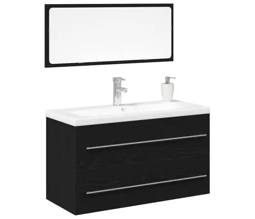 Vonios Kriauklės Spinta Su Stalčių 3 Pcs Juodas Ąžuolas