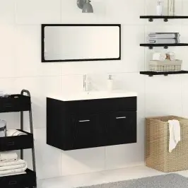 Izlietnes Skapītis Ar Uzglabāšanu Melns Ozols 80 X 38.5 X 46 Cm Vidaxl
