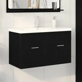Izlietnes Skapītis Ar Durvīm Melns Ozolkoks 80 X 38.5 X 46 Cm Vidaxl