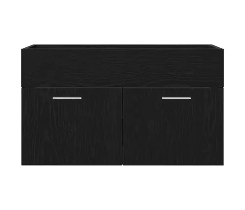 Izlietnes Skapītis Ar Durvīm Melns Ozolkoks 80 X 38.5 X 46 Cm Vidaxl