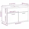 Izlietnes Skapītis Ar Durvīm Melns Ozolkoks 80 X 38.5 X 46 Cm Vidaxl