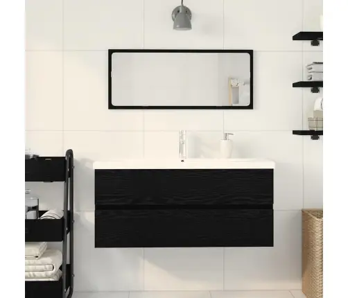 Izlietnes Skapītis Ar Iebūvētu Izlietni Melnā Ozolkoka Inženierijas Koks Vidaxl