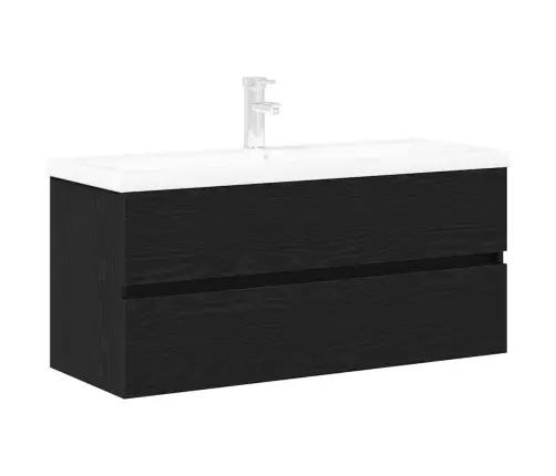 Izlietnes Skapītis Ar Iebūvētu Izlietni Melnā Ozolkoka Inženierijas Koks Vidaxl