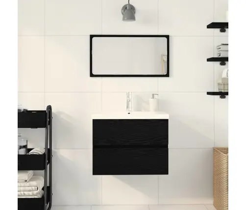 Izlietnes Skapītis Ar Iebūvētu Izlietni Melnā Ozola Inženierijas Koks Vidaxl