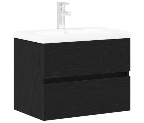 Izlietnes Skapītis Ar Iebūvētu Izlietni Melnā Ozola Inženierijas Koks Vidaxl