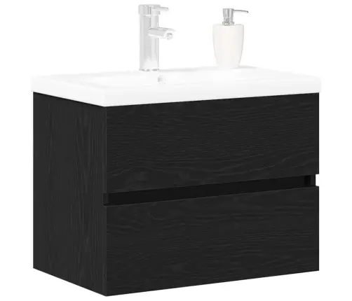 Izlietnes Skapītis Ar Iebūvētu Izlietni Melnā Ozola Inženierijas Koks Vidaxl