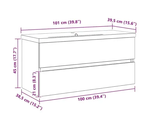 Vonios Kriauklės Spinta Juodas Ąžuolas 100 X 39 X 62 Cm