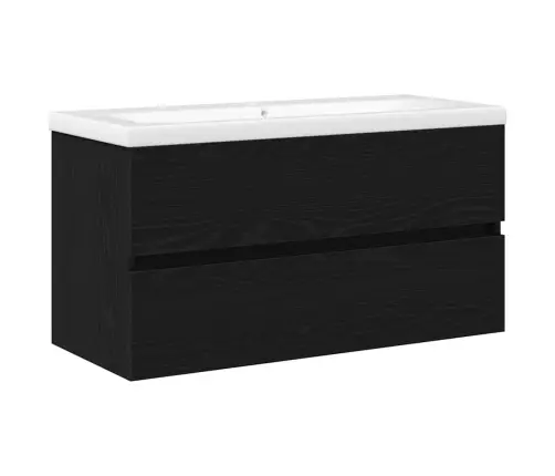 Kriauklės Spintelė Su Saugykla Juoda Ąžuolo 90 X 39 X 62 Cm