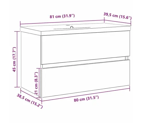 Kriauklės Spintelė Su Saugykla Juoda Ąžuolo 80 X 39 X 62 Cm