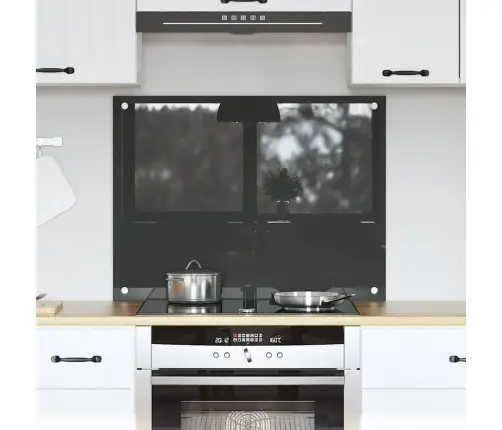 Virtuves Aizsargpanelis Tumši Pelēks - 80X60X0.6 Cm Rūdīts Stikls Vidaxl