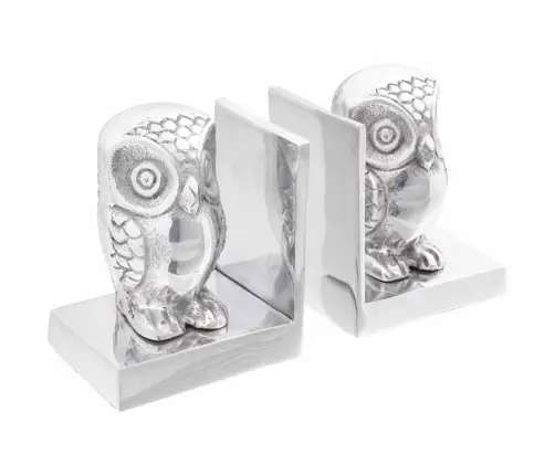 Grāmatu Turētāji 2 Gabali Sudrabs 7X9X11 Cm Alumīnija Pūce Vidaxl