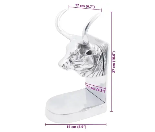 Grāmatu Turētāji 2 Gb Sudrabs 17X15X27 Cm Alumīnijs V Bullis Vidaxl