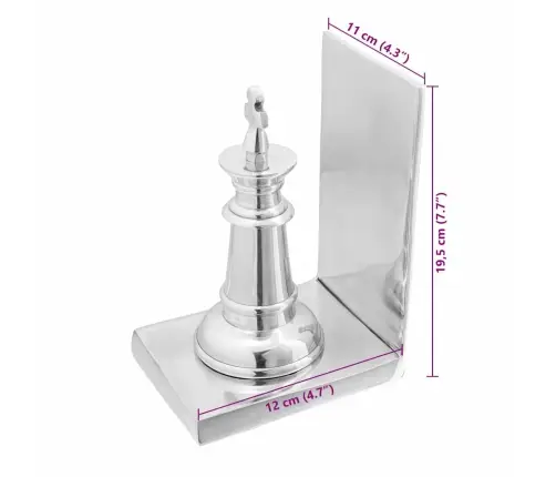 Grāmatu Turētāji 2 Gb Sudrabs 11X12X19,5 Cm Alumīnija Šahs Vidaxl