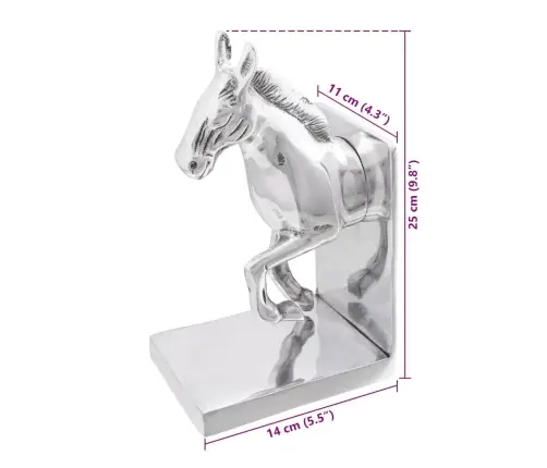 Raamatutoed 2 Pcs Hõbedane 11 X 14 X 25 Cm Alumiinium