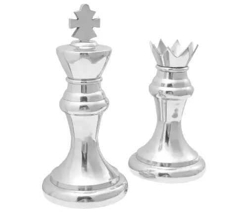 Skulptūros 2 Pcs Sidabro 17 X 17 X 42 Cm Aliuminis