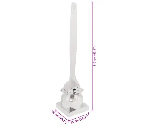 Skulptūra Sudraba 26X26X110 Cm Alumīnija Puse Propellera Vidaxl