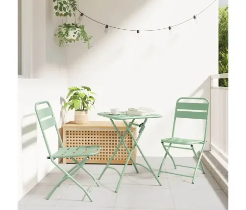 Saliekamie Dārza Krēsli 2 Gabali Gaiši Piparmētru 42X52X82 Cm Pulverkrāsots Tērauds Vidaxl