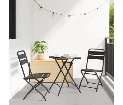 Sodo Sulankstoma Kėdė 2 Pcs Antracitas 55 X 56.5 X 91Cm Plienas