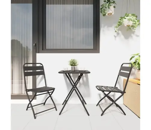 Sodo Sulankstoma Kėdė 2 Pcs Antracitas 55 X 56.5 X 91Cm Plienas