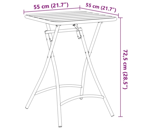 Salokāms Dārza Galds Balts 55X55X73 Cm Tērauds Vidaxl