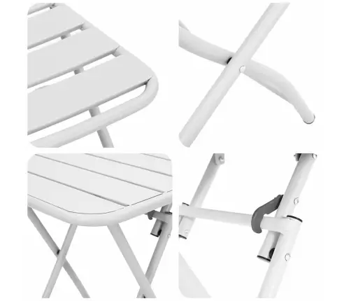 3 Daļu Salokāms Bistro Komplekts, Baltā Tērauda Vidaxl