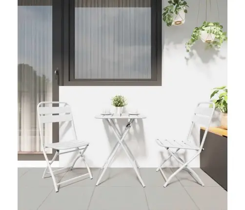 3 Daļu Salokāms Bistro Komplekts, Baltā Tērauda Vidaxl